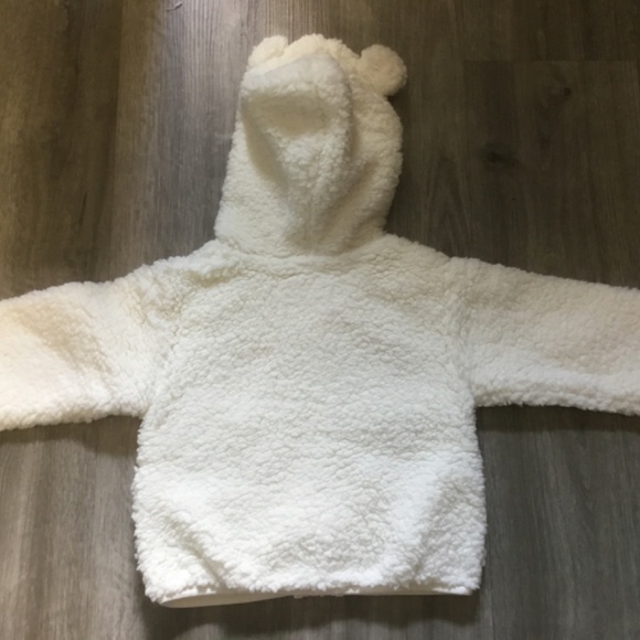 Baby Gap Hooded Fleece Full Zip Cotton Lined Unisex Jacket Ivory Size 4 T - Picture 2 of 5